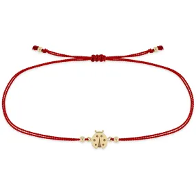 14k Midi Bitty Ladybug Cord Bracelet