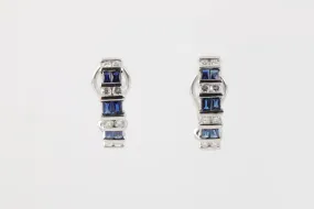 14k White Gold 0.80tcw Diamond & Sapphire Half Hoop Earrings (5.28g.)