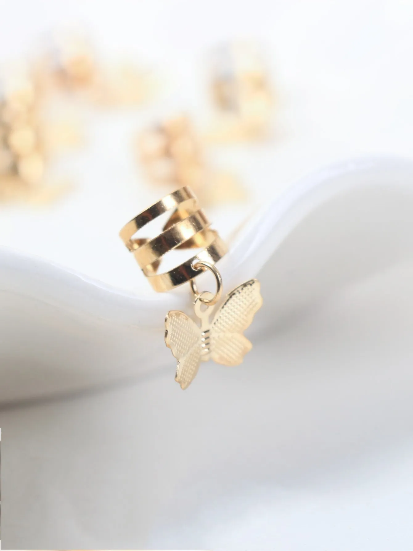 15pcs Butterfly Charm Metal Hair Ring