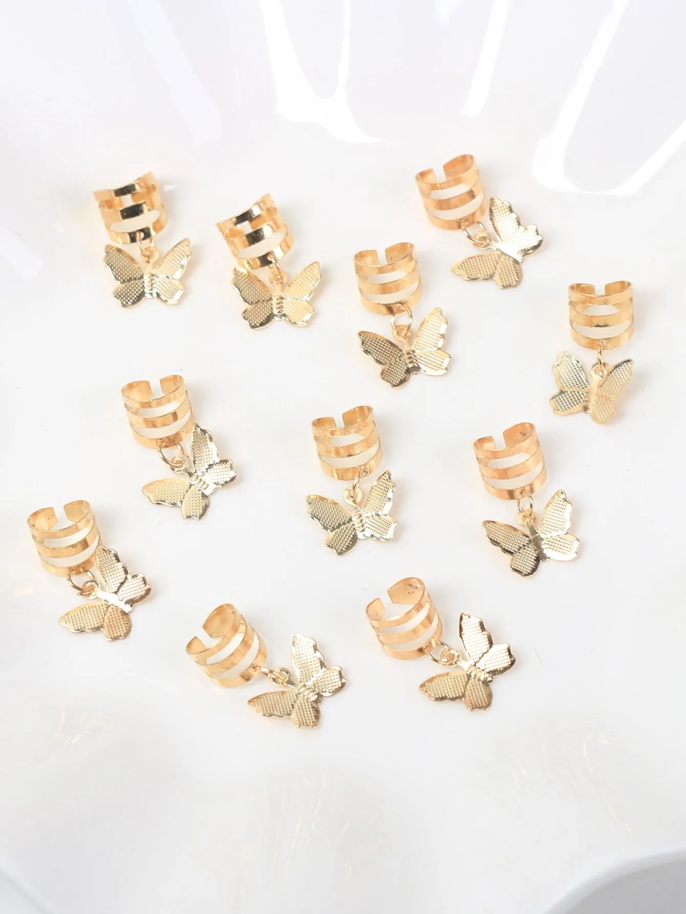 15pcs Butterfly Charm Metal Hair Ring