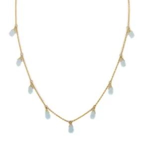 18K Blue Topaz Drop Chain Necklace