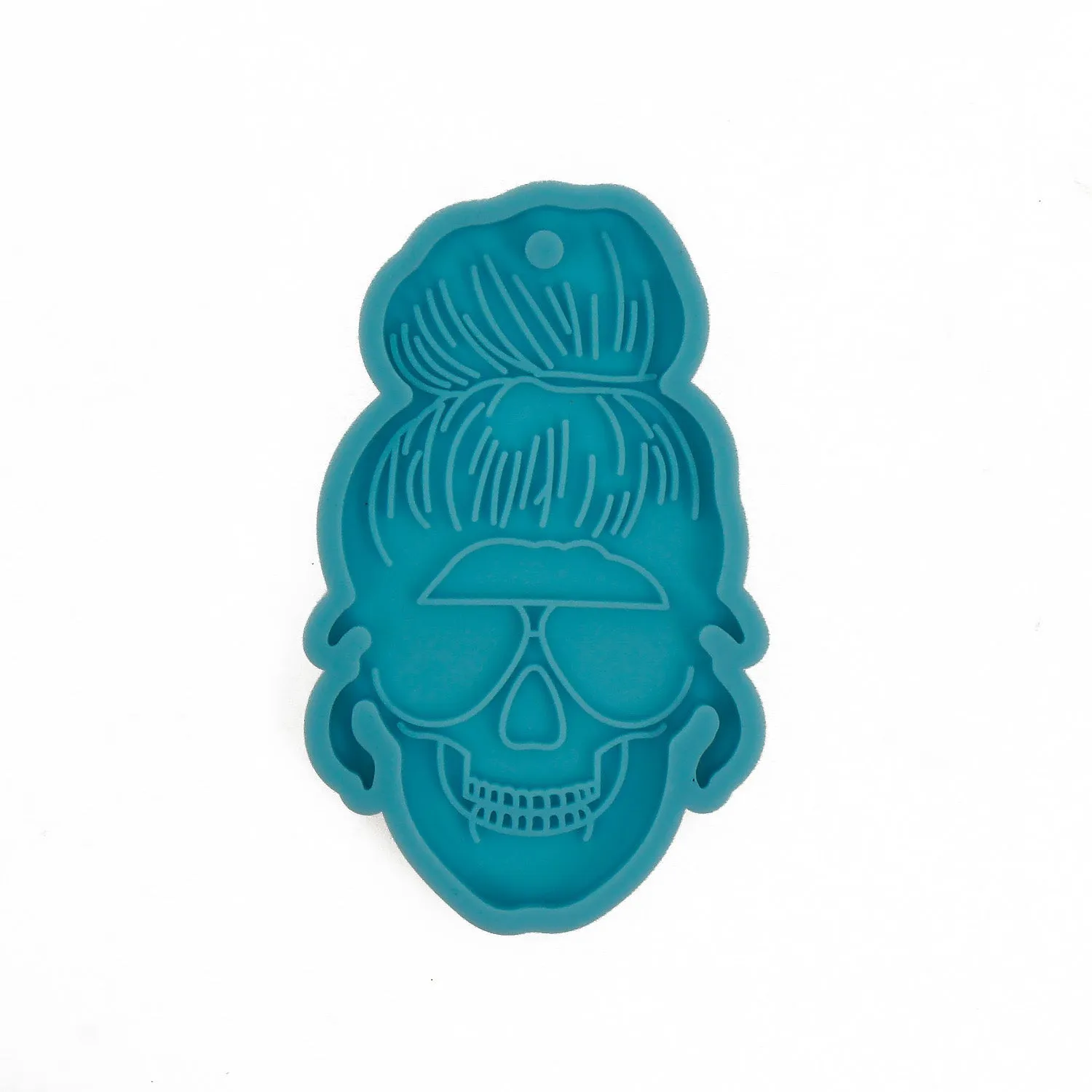 1pc Blue Silicone Keychain Mold Woman Skull Keychain Mold DIY Resin Epoxy Craft 10364850