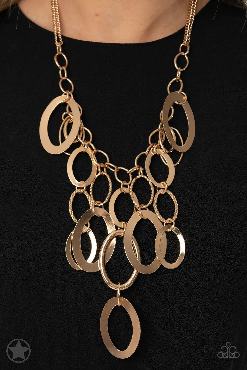 A Golden Spell Gold Necklace and matching Earrings - Paparazzi Accessories