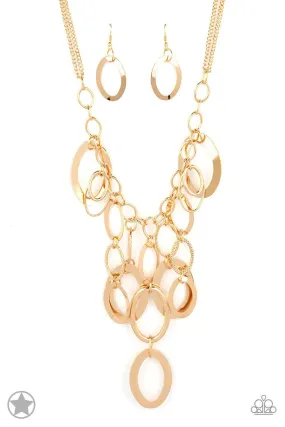 A Golden Spell Gold Necklace and matching Earrings - Paparazzi Accessories