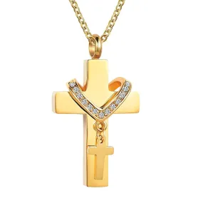 A Piece Of My Heart Lives In Heaven-Souvenir/Cross Urn Pendant