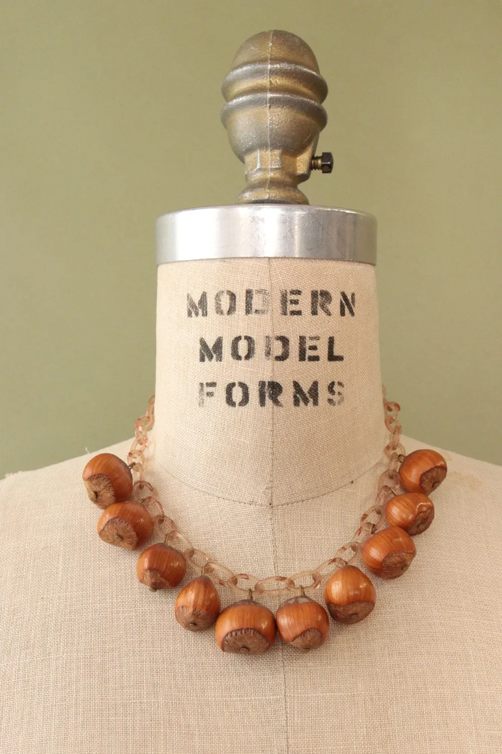 Acorn Celluloid Chain 1940s Necklace