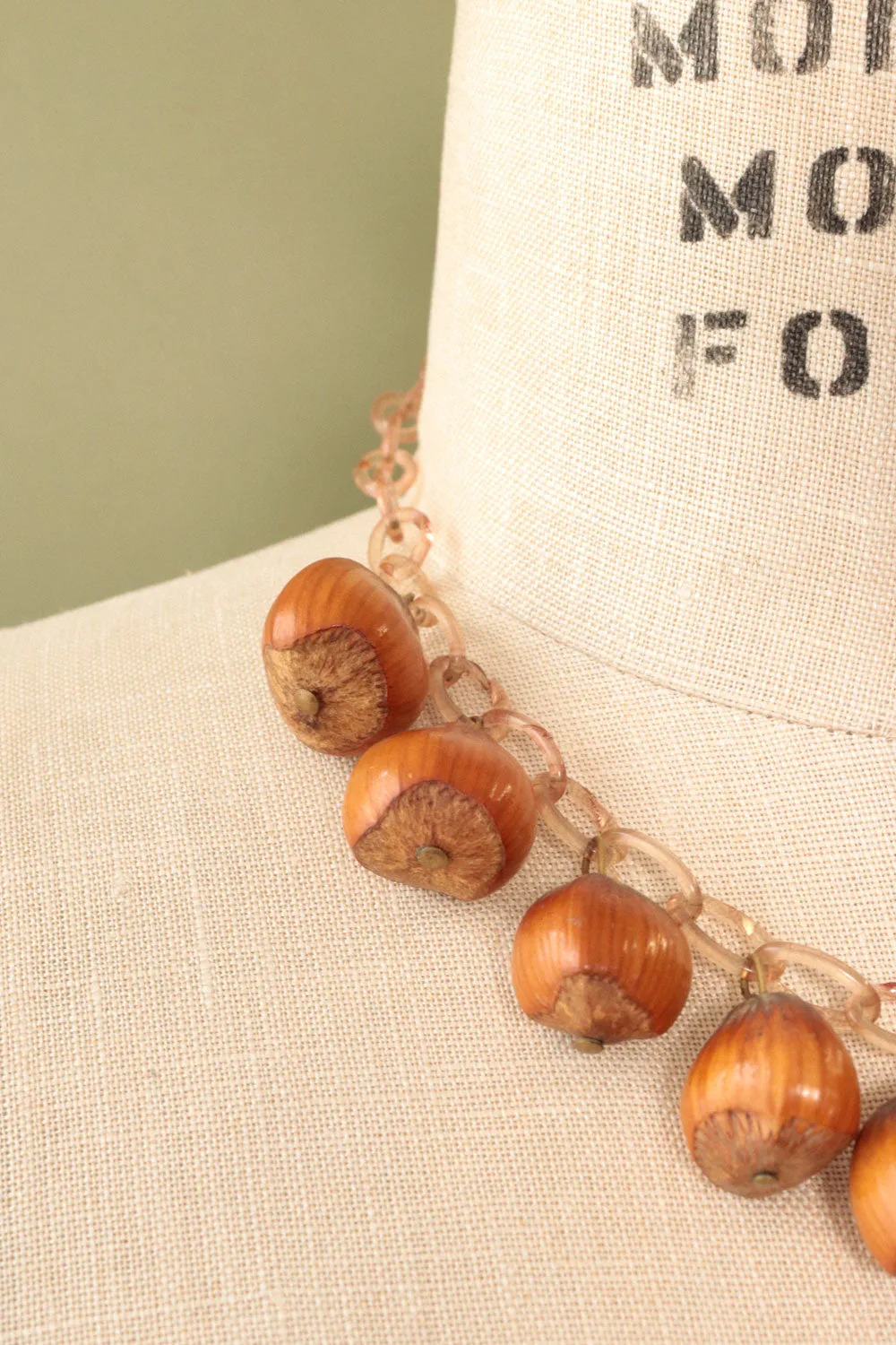 Acorn Celluloid Chain 1940s Necklace