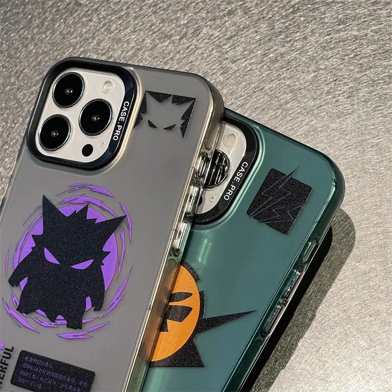 Anime Pokemon Pikachu Gengar Phone Case for iPhone 15 14 13 12 11 Pro Max Cartoon Shockproof Back Cover Bumper Fundas