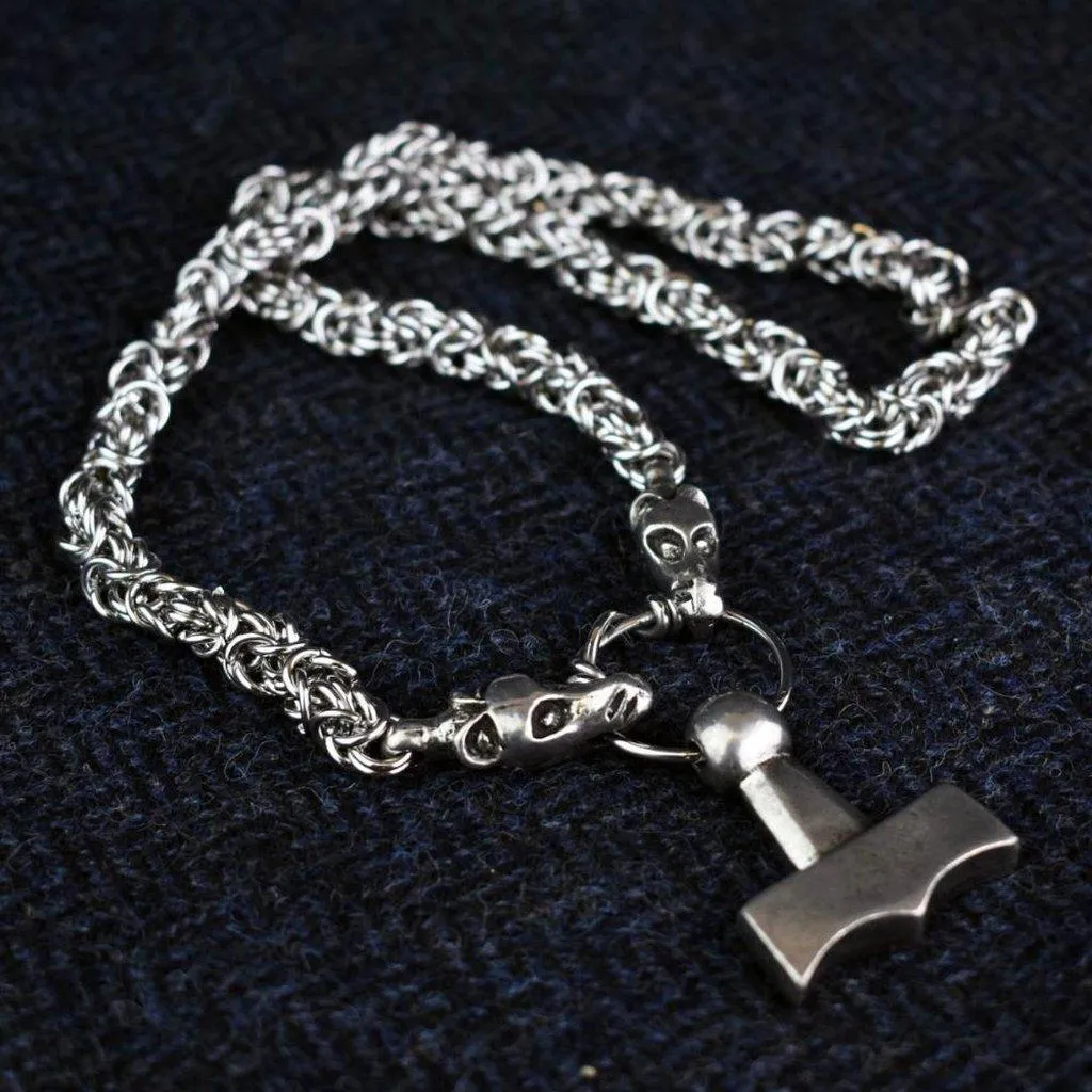 Asgard Mjolnir Pendant on Dragon Chain