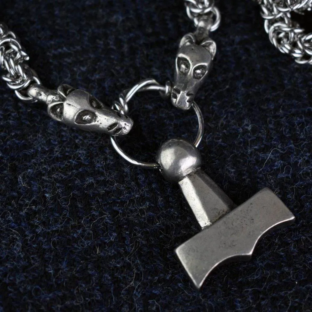 Asgard Mjolnir Pendant on Dragon Chain