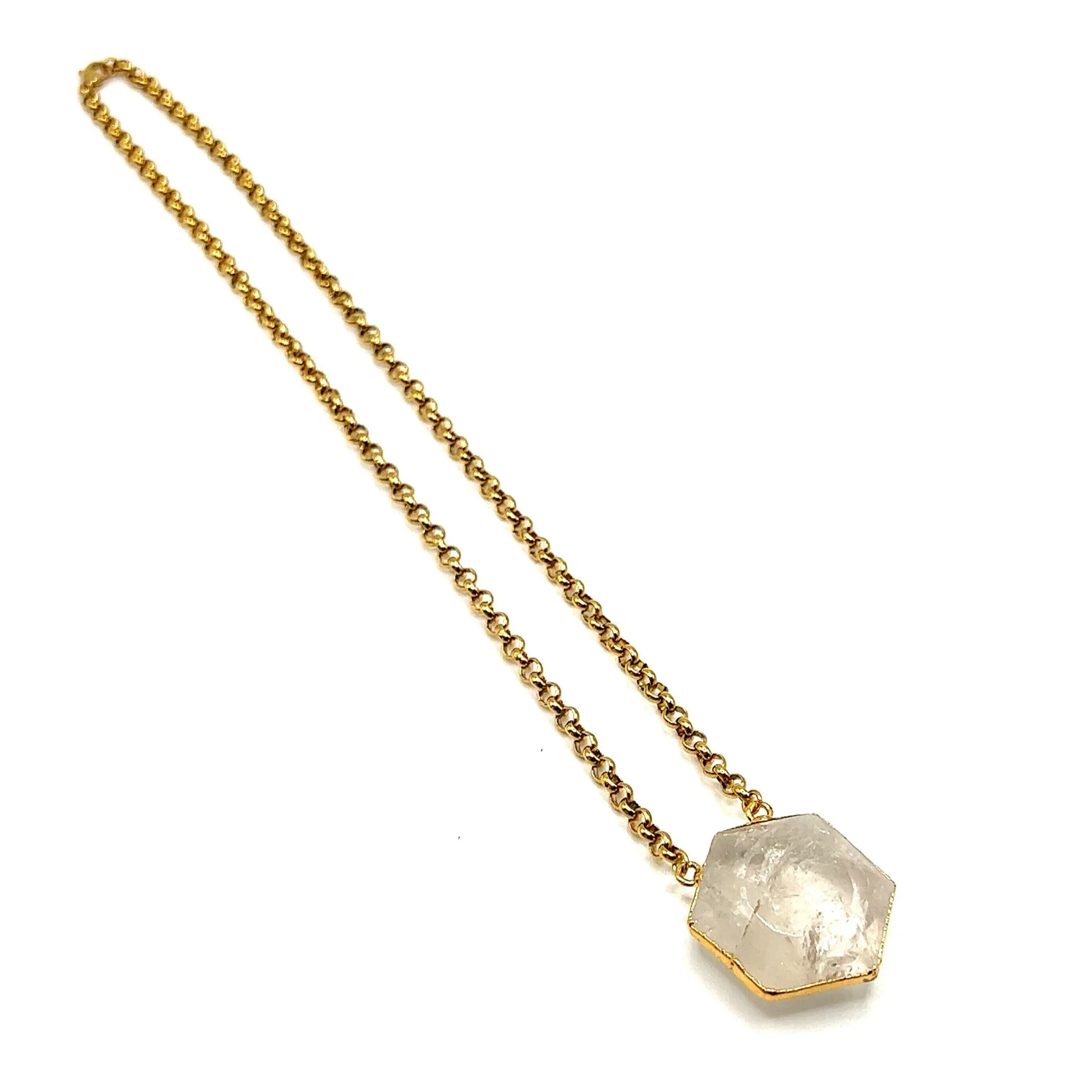 Astris Gold Gemstone Hexagon Necklace