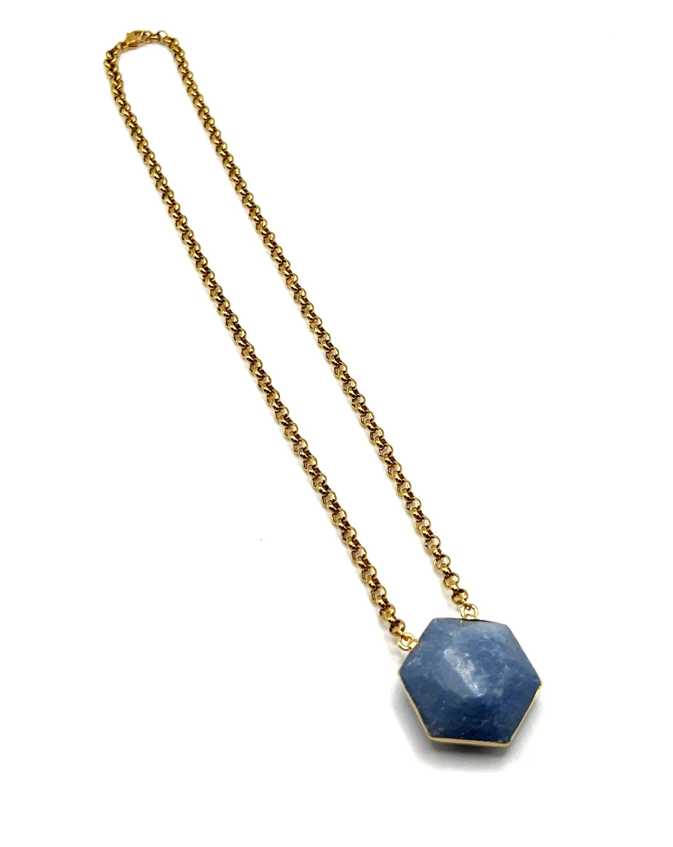 Astris Gold Gemstone Hexagon Necklace