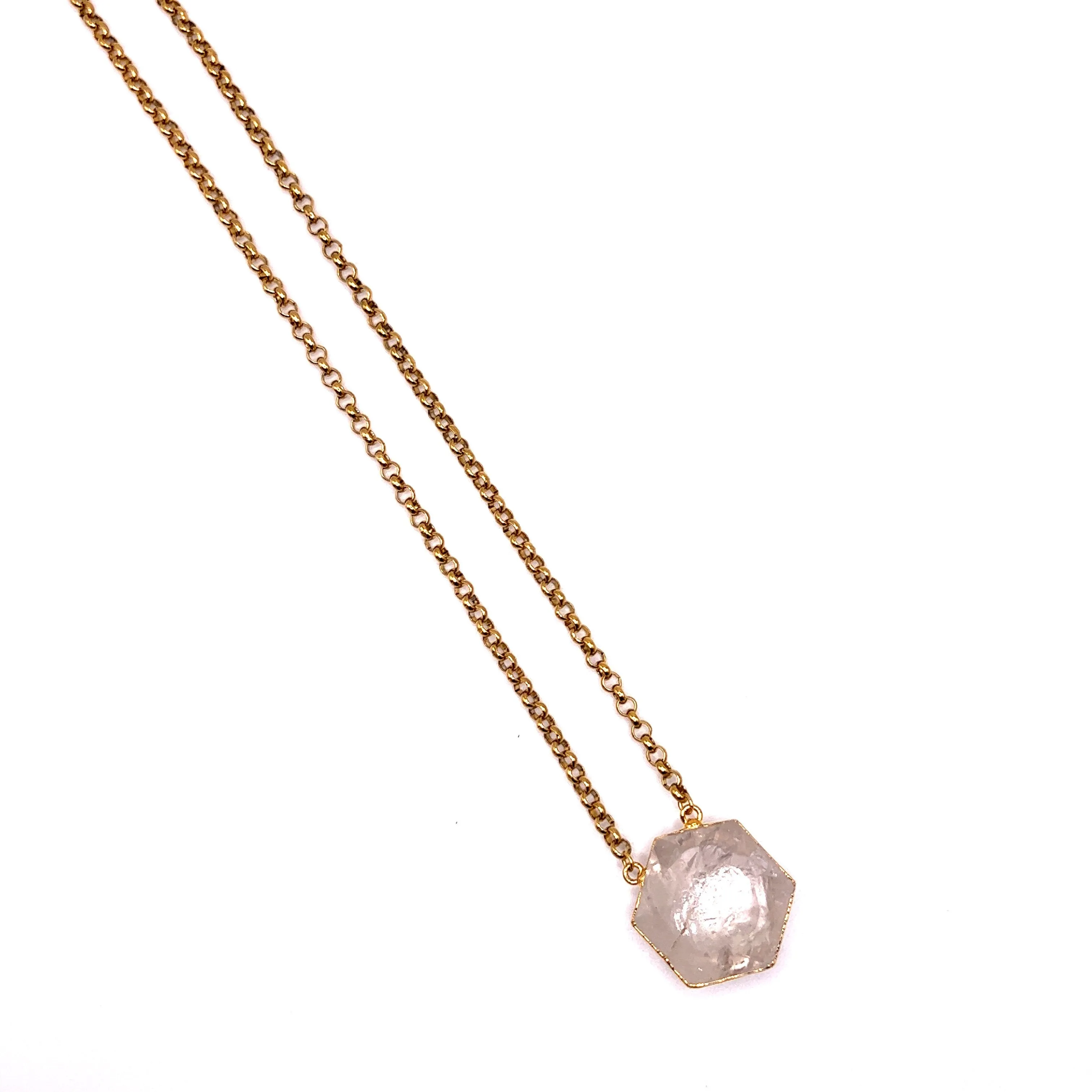 Astris Gold Gemstone Hexagon Necklace