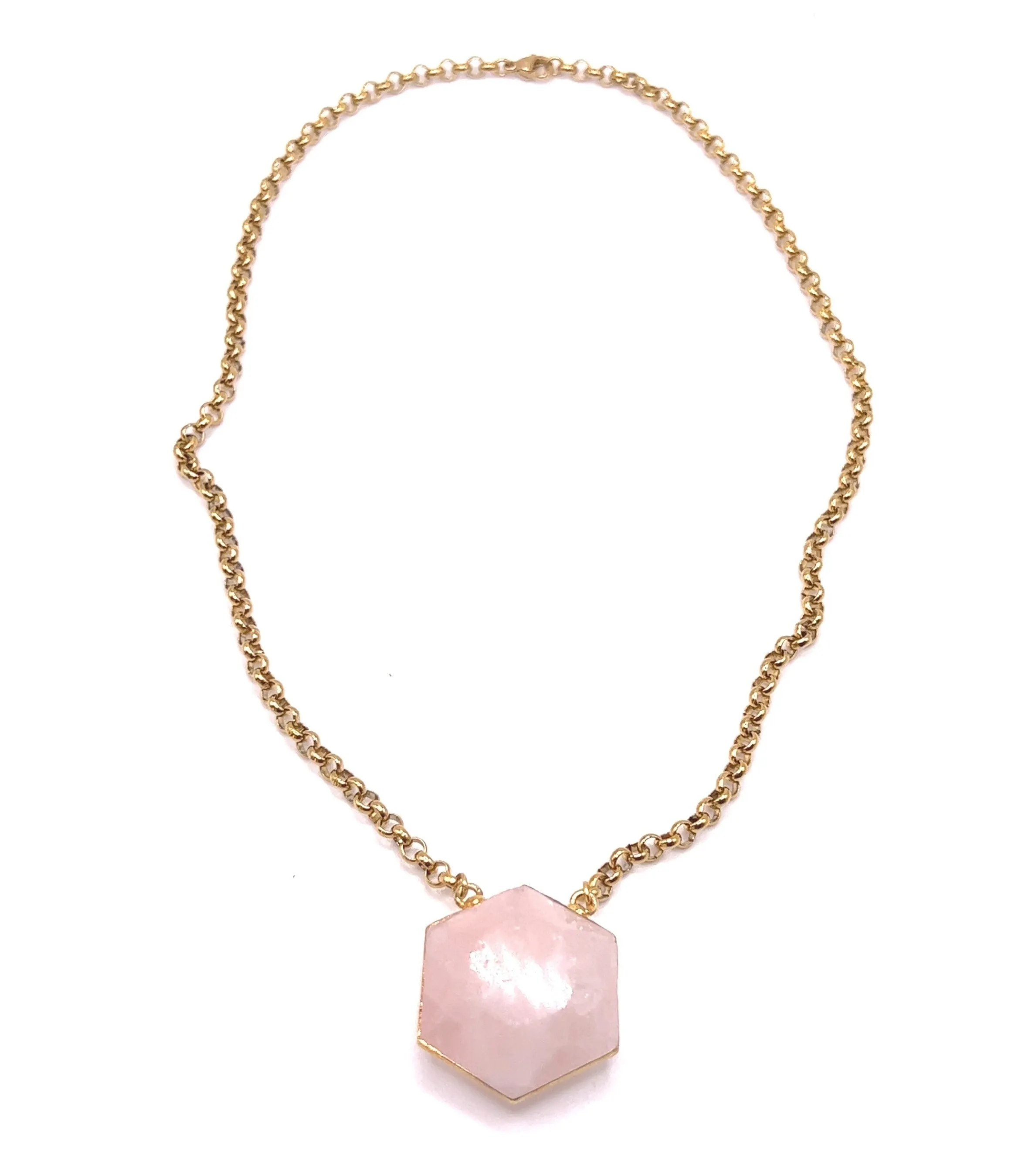 Astris Gold Gemstone Hexagon Necklace