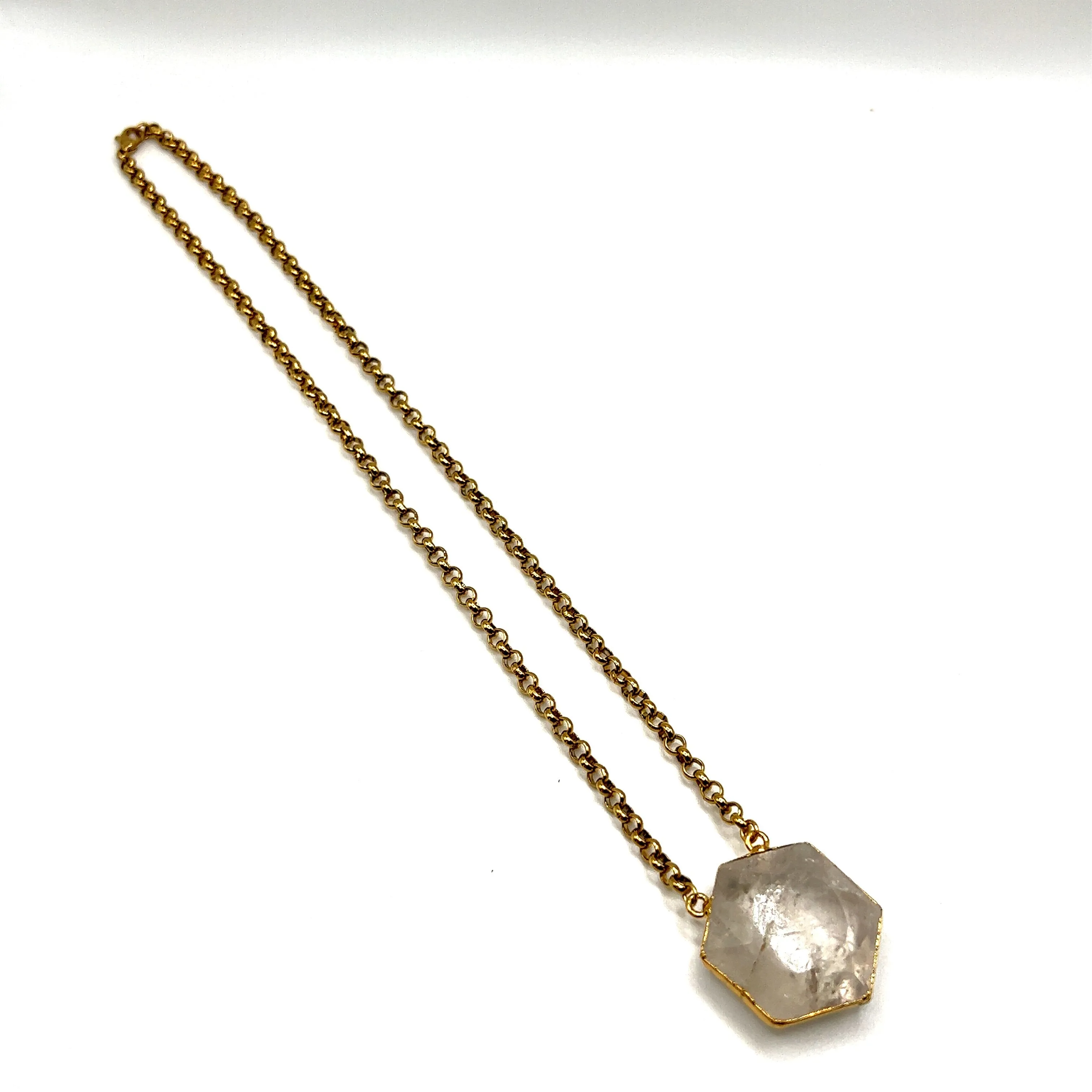 Astris Gold Gemstone Hexagon Necklace