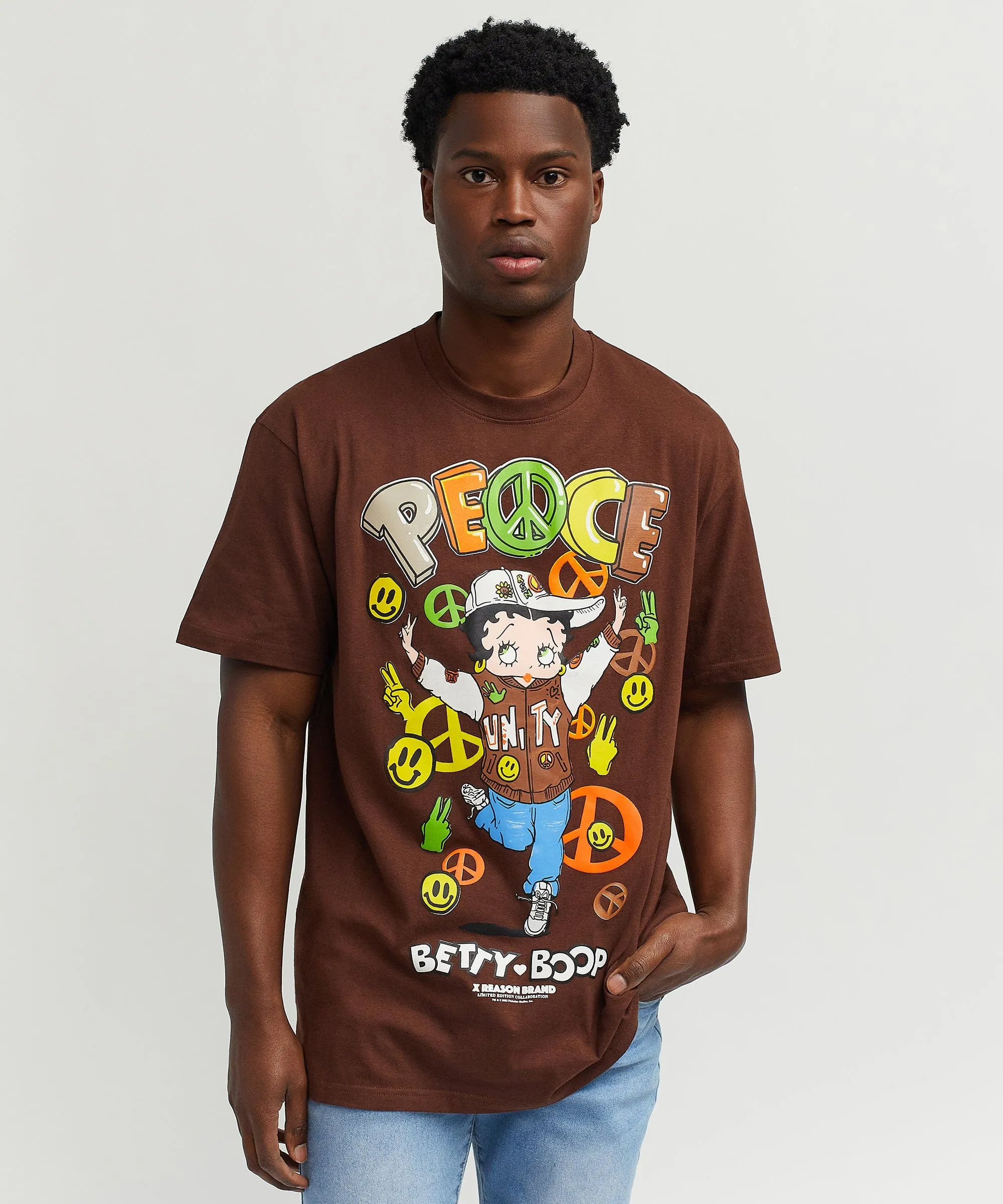 Betty Boop Peace Short Sleeve Tee - Brown