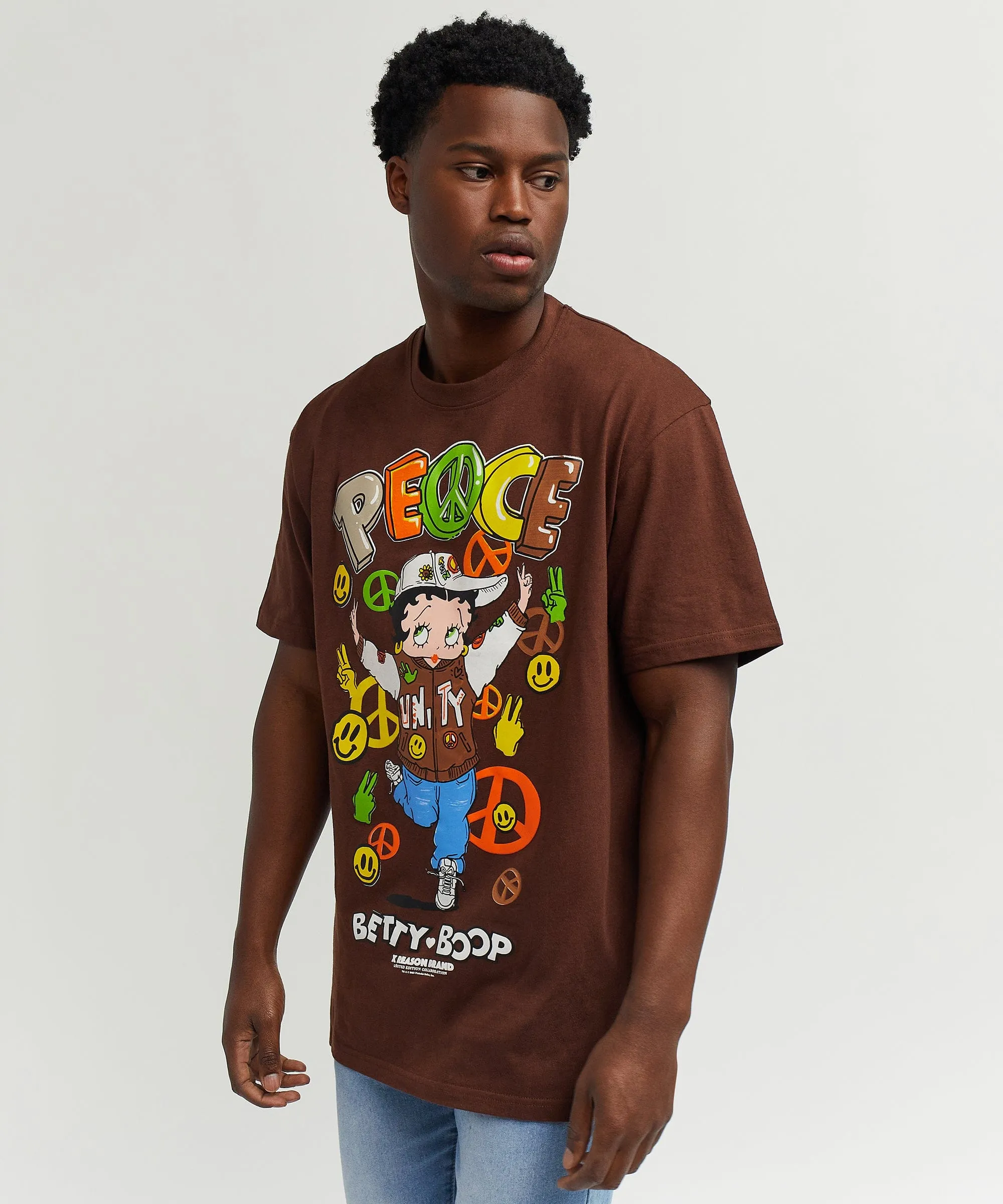 Betty Boop Peace Short Sleeve Tee - Brown