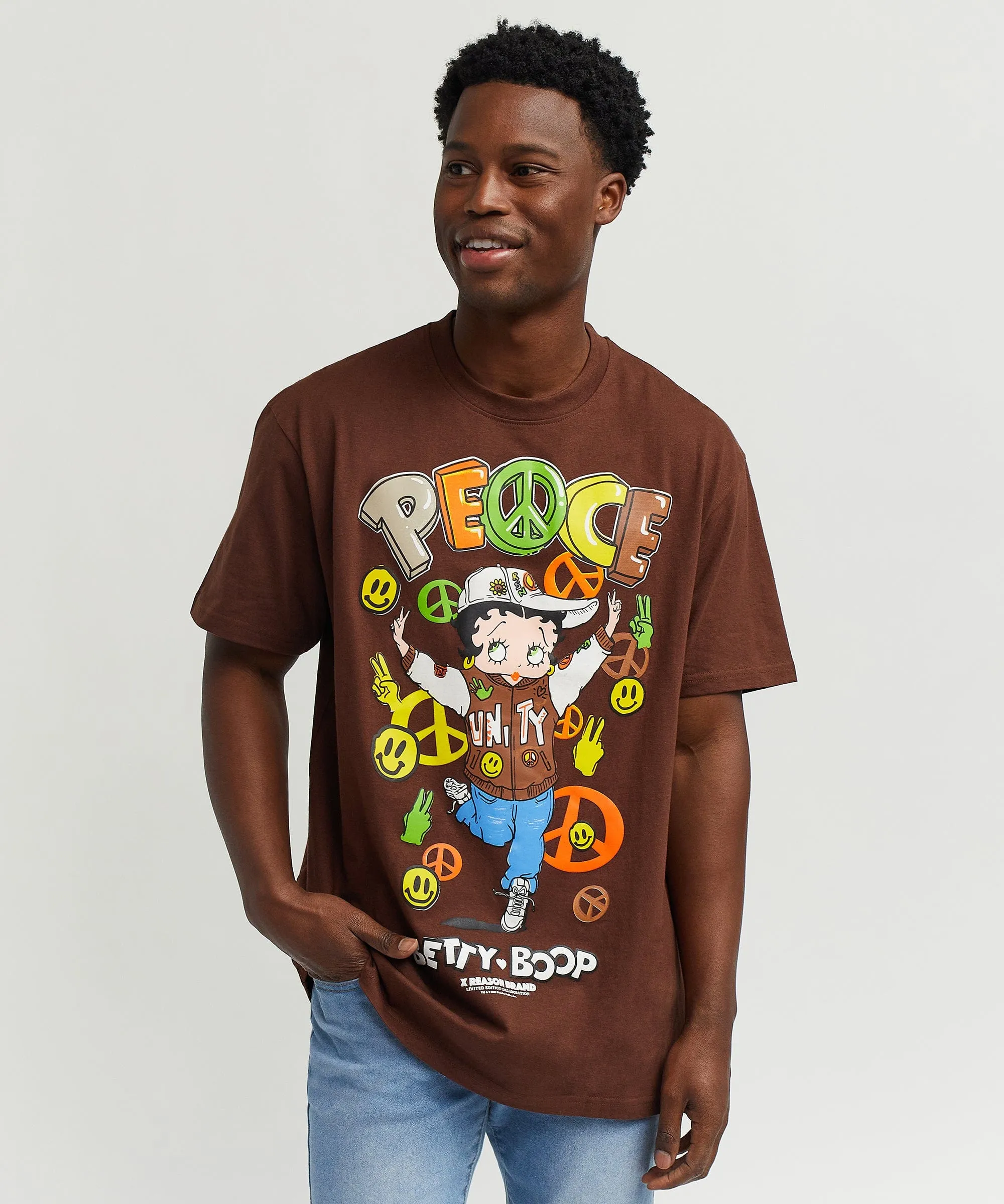 Betty Boop Peace Short Sleeve Tee - Brown