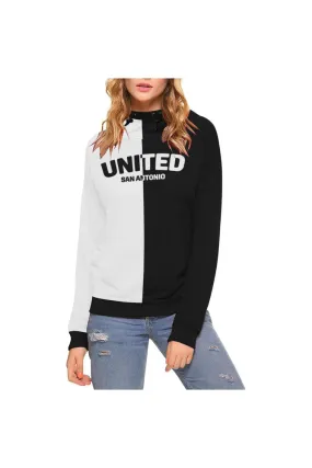 Black and White United High Neck Pullover Hoodie for Women