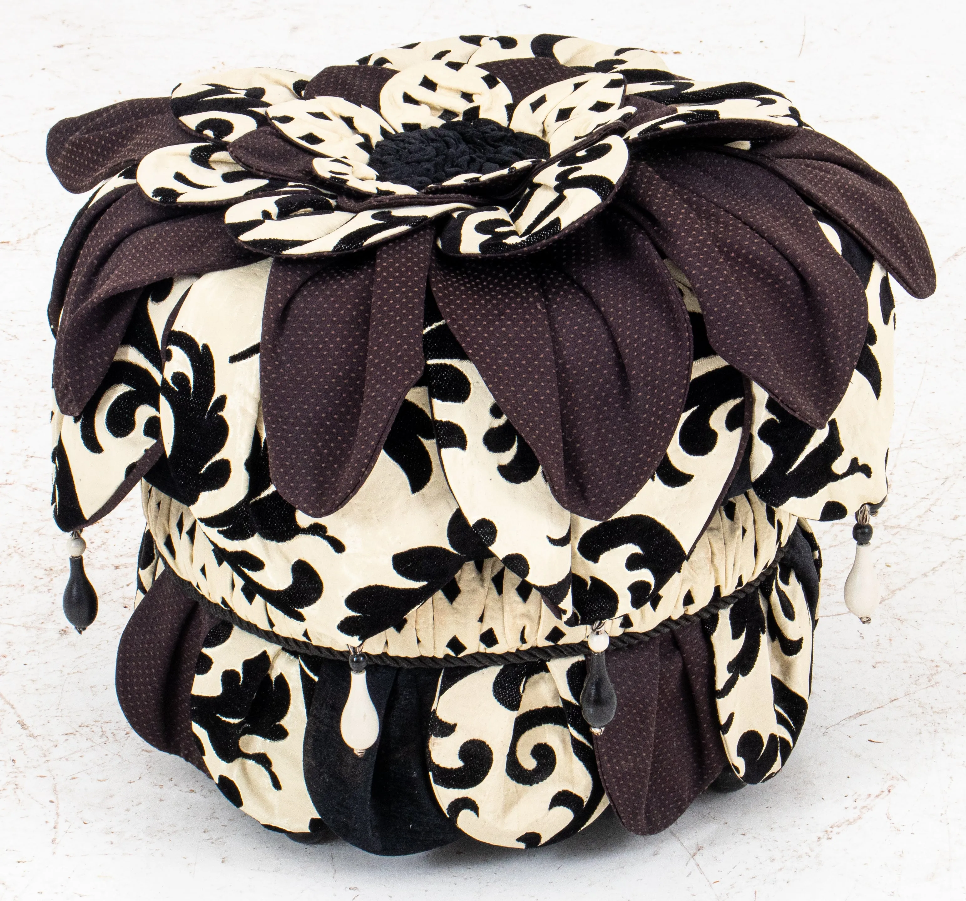 Black and White Upholstered "Harlequin" Stool