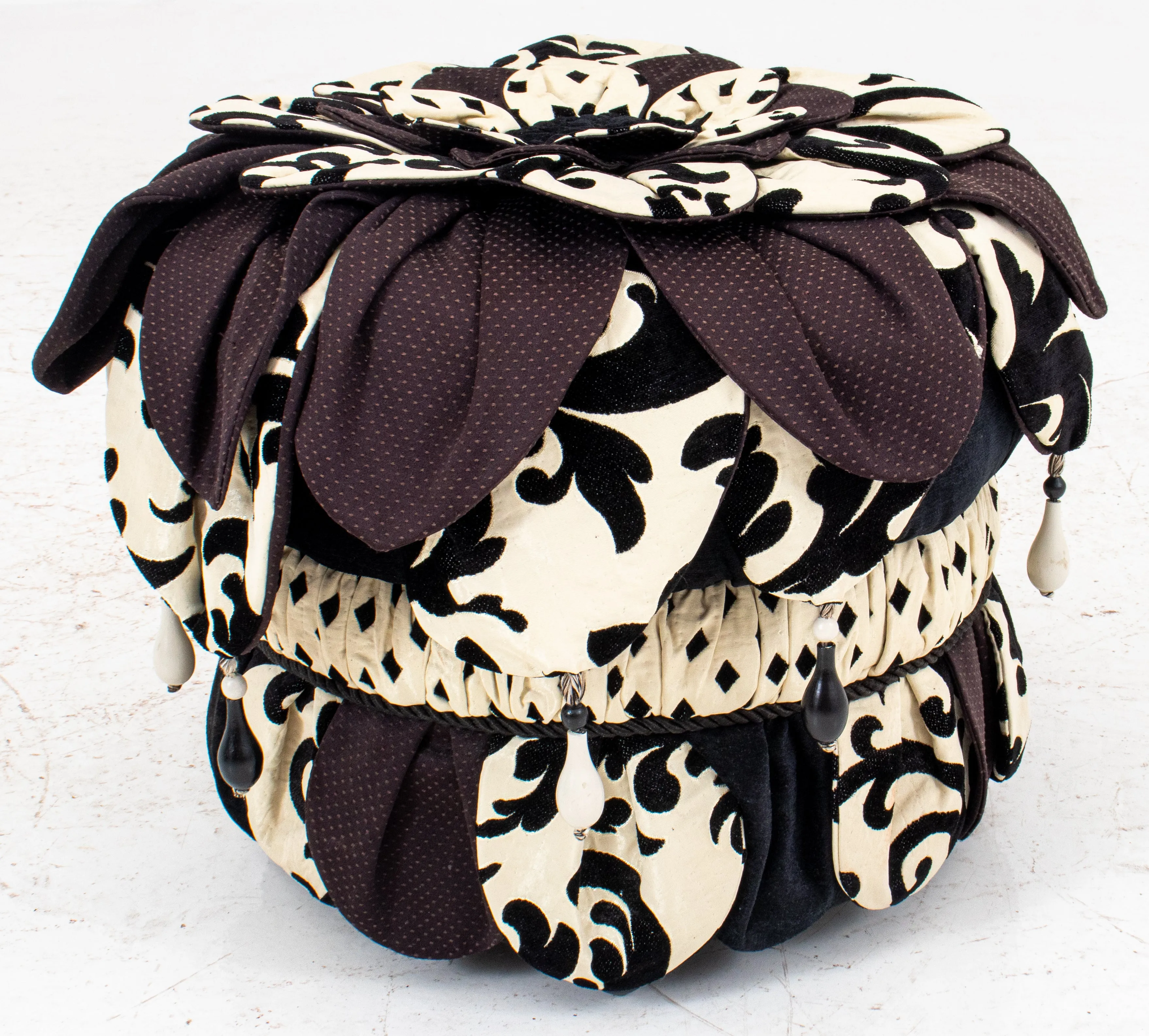 Black and White Upholstered "Harlequin" Stool