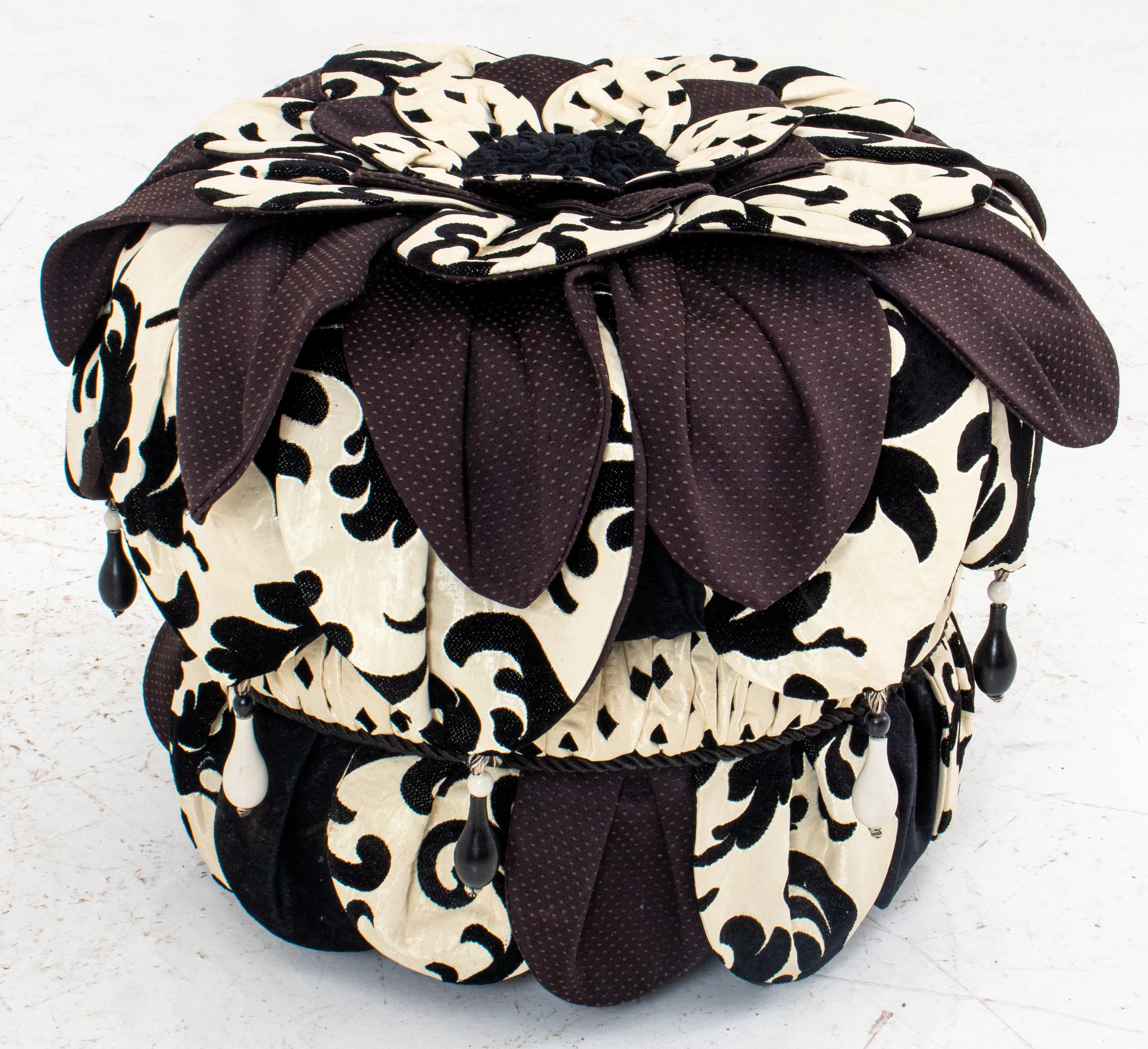 Black and White Upholstered "Harlequin" Stool