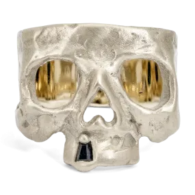 Black Snaggletooth Skull Ring in White - Made to Order