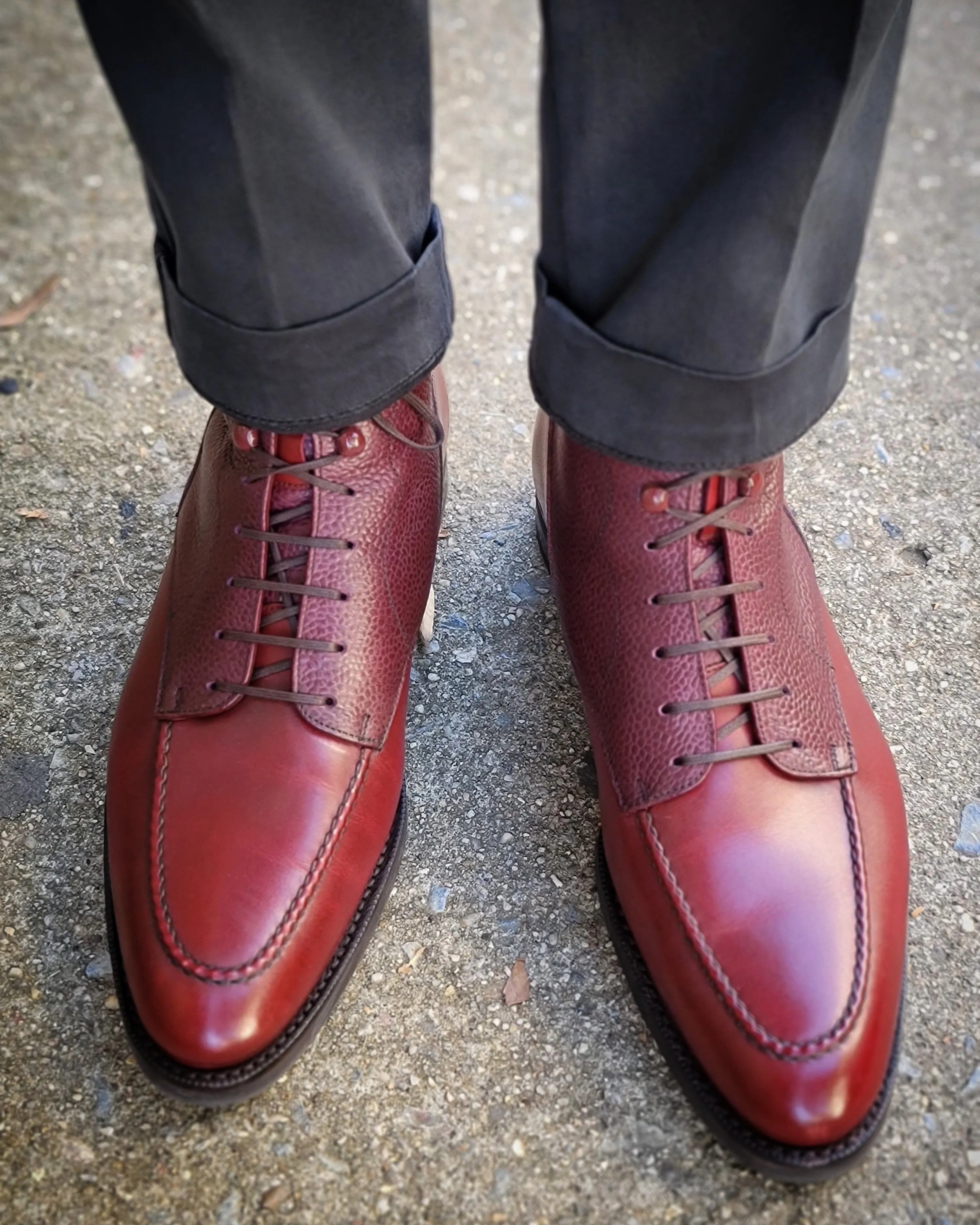 Bremerton - MTO - Burgundy Calf / Burgundy Scotch Grain - TMG Last - Single City Rubber Sole