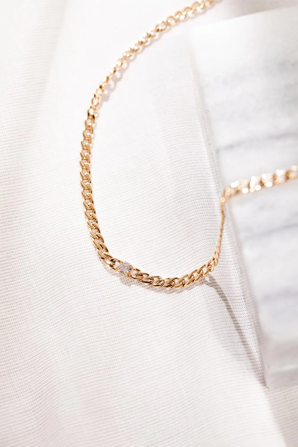 Brilliant Curb Necklace 14K Gold Plated