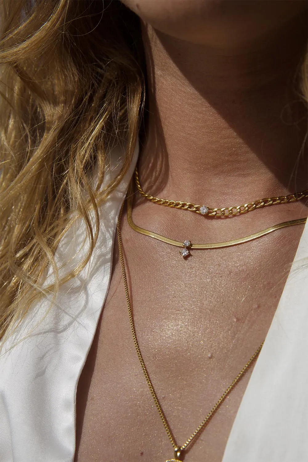 Brilliant Curb Necklace 14K Gold Plated