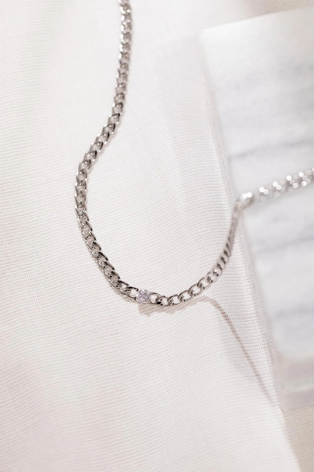 Brilliant Curb Necklace Silver