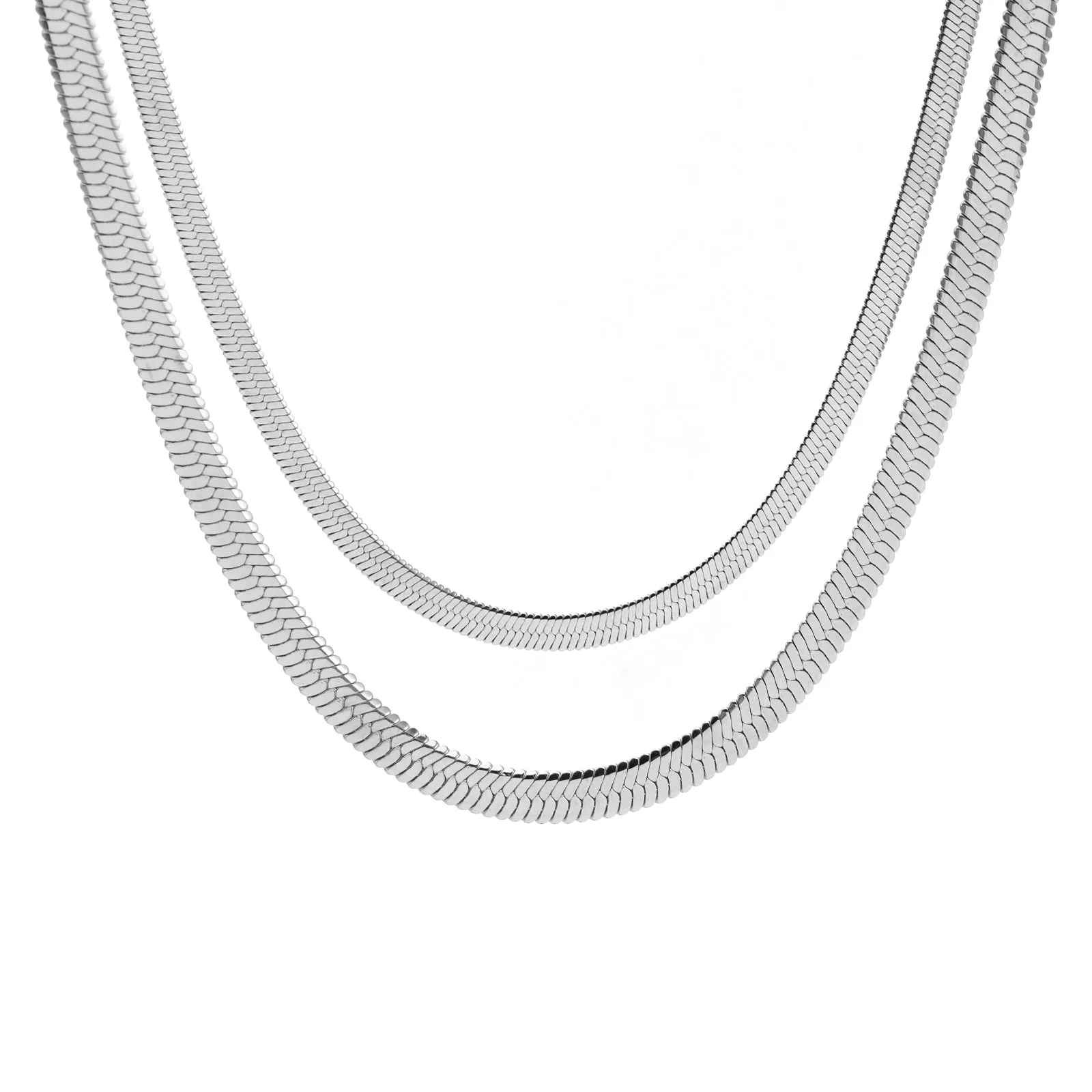 C006W B.Tiff 6mm Herringbone Stainless Steel Chain Necklace