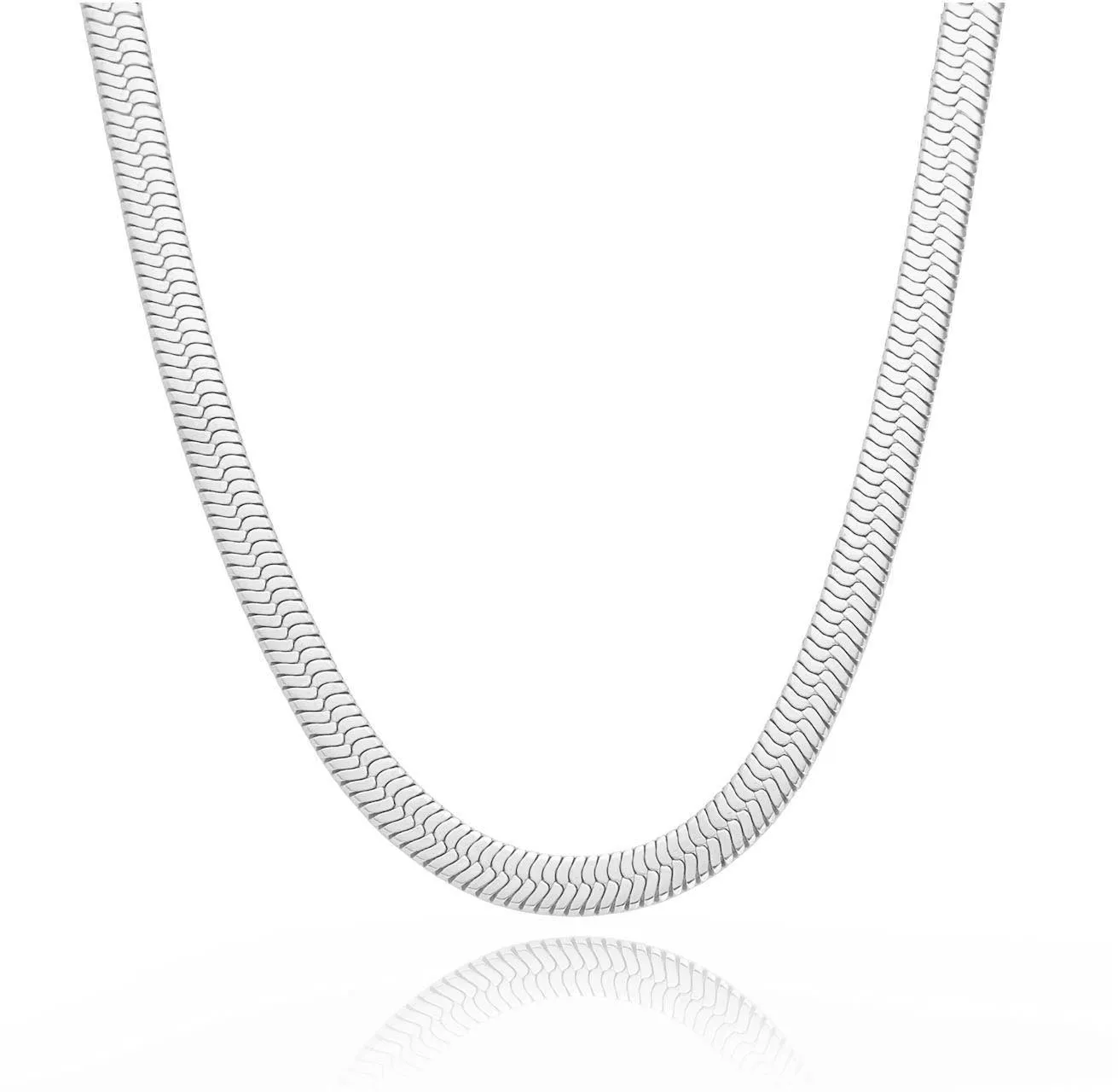 C006W B.Tiff 6mm Herringbone Stainless Steel Chain Necklace