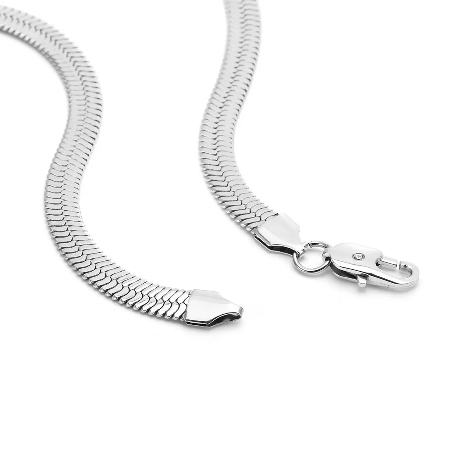 C006W B.Tiff 6mm Herringbone Stainless Steel Chain Necklace