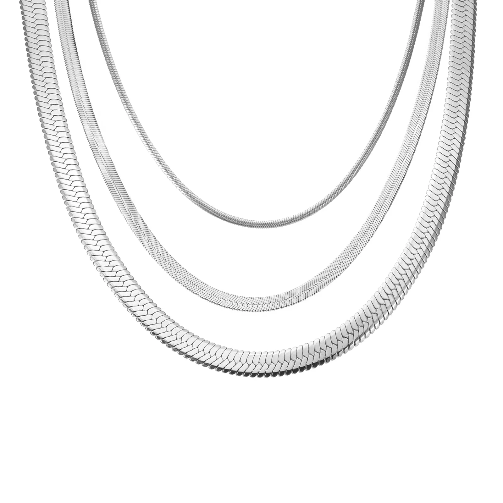 C006W B.Tiff 6mm Herringbone Stainless Steel Chain Necklace