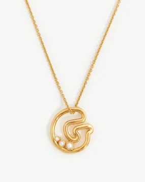 Chubby Pearl Initial Pendant Necklace  - Initial G | 18ct Gold Plated Vermeil/Pearl