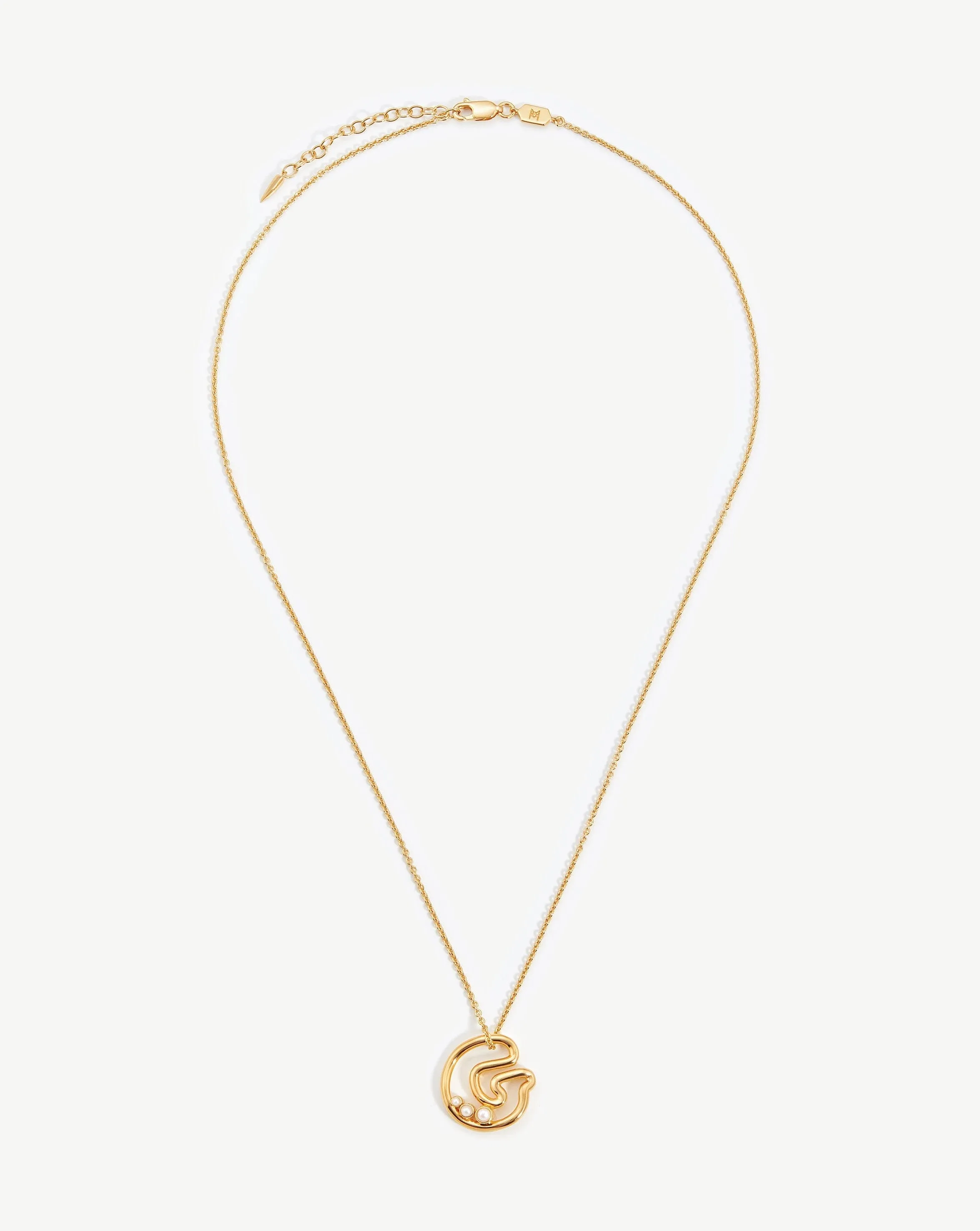 Chubby Pearl Initial Pendant Necklace  - Initial G | 18ct Gold Plated Vermeil/Pearl