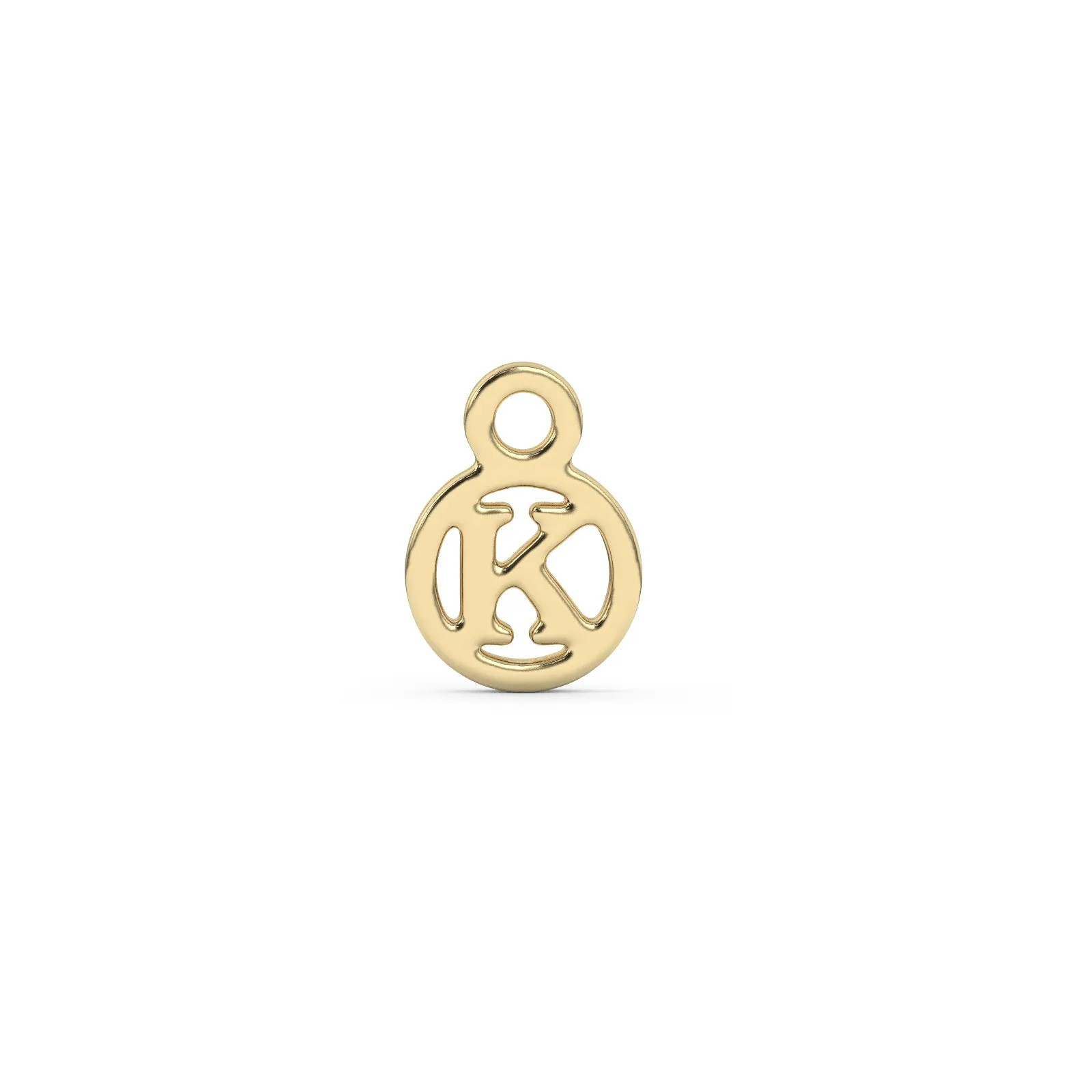 Circle Initial Charm - K | 10k Yellow Gold