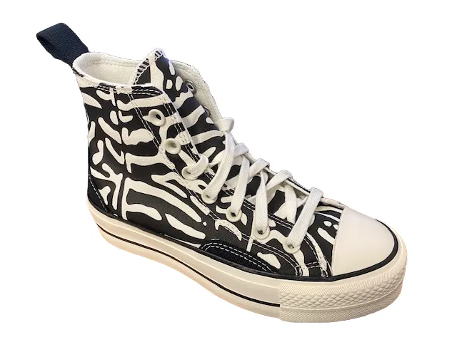 Converse Chuck Taylor All Star Lift HI women's high wedge sneaker shoe A03713C black beige