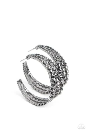 Cosmopolitan Cool Gunmetal Black & Hematite Hoop Earrings - Paparazzi Accessories