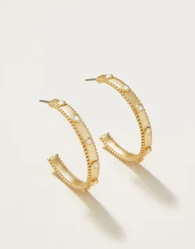 Cristal Pave Hoop Earrings White Opal