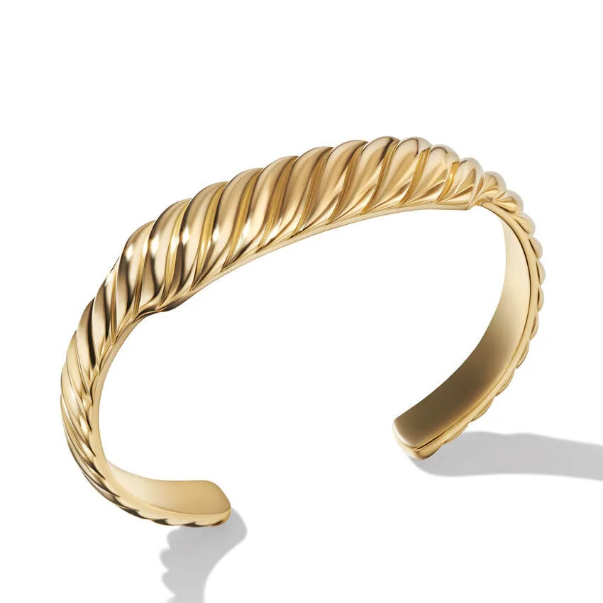 David Yurman Sculpted Cable Contour Cuff Bracelet in 18K Yellow Gold, 13MM