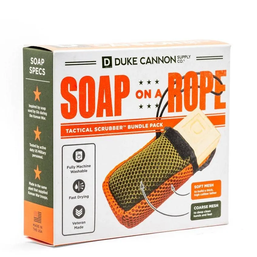 Duke Cannon Soap on a Rope Bundle Pack - Tactical Scrubber   Bourbon Soap