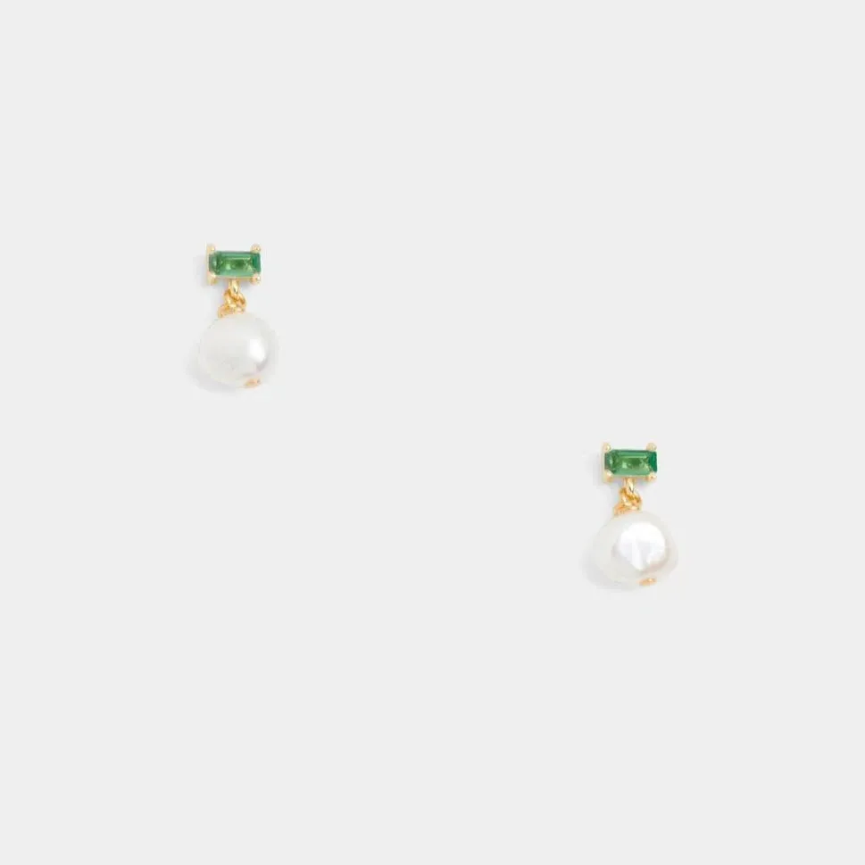 Emerald and Pearl Studs