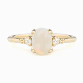 Estel Ring 0.6ct White Opal, 14K Yellow Gold (One of a kind)