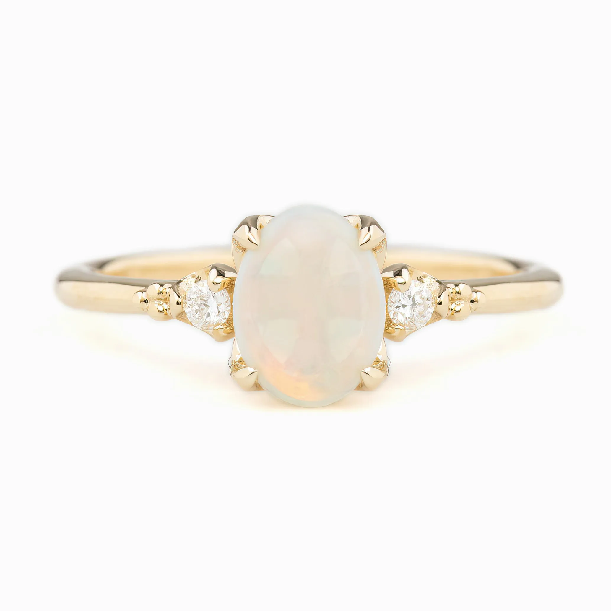 Estel Ring 0.6ct White Opal, 14K Yellow Gold (One of a kind)