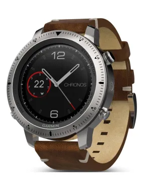 Garmin Fenix Chronos Luxury GPS - Stainless Steel - Vintage Leather Band