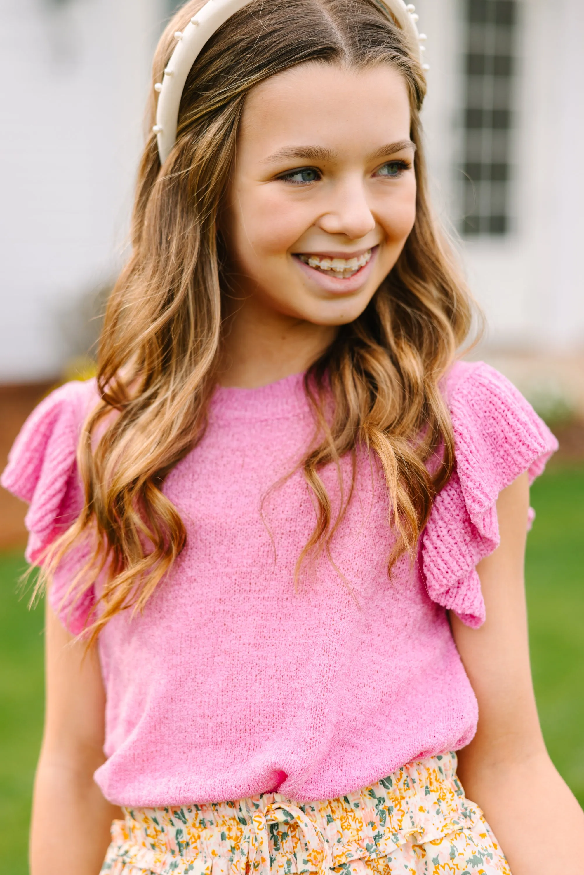 Girls: Certain Joy Candy Pink Knit Top