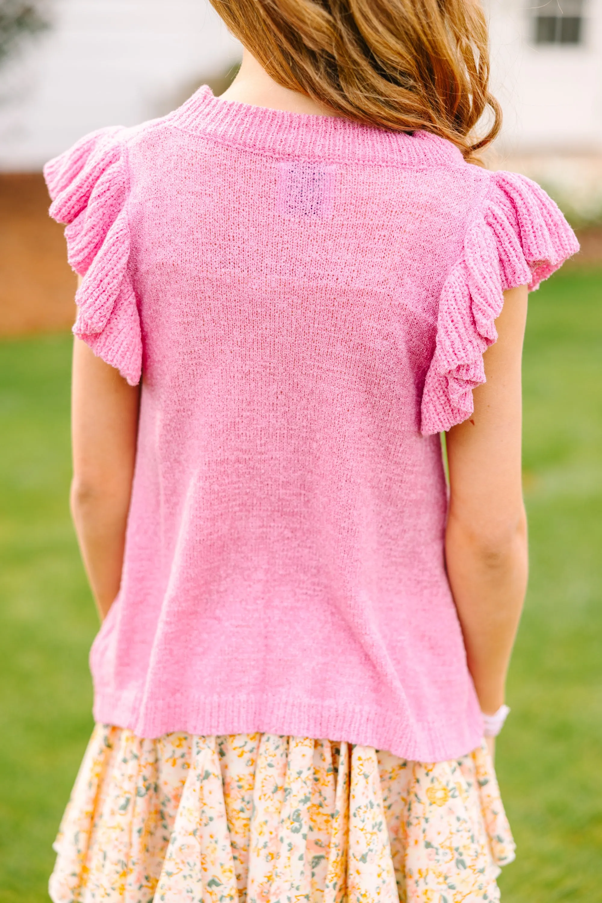 Girls: Certain Joy Candy Pink Knit Top