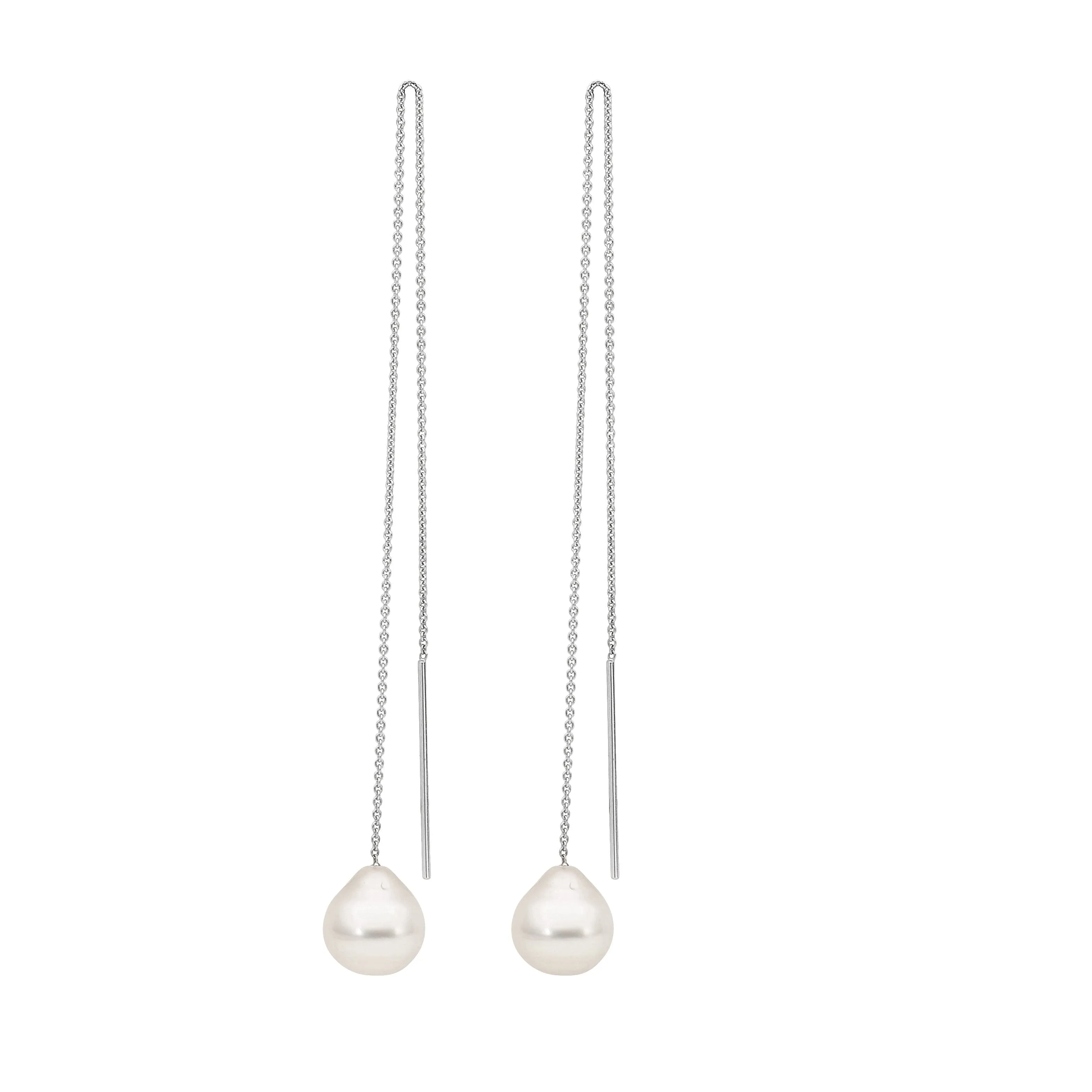 Gold Trace Chain South Sea Pearl Earrings